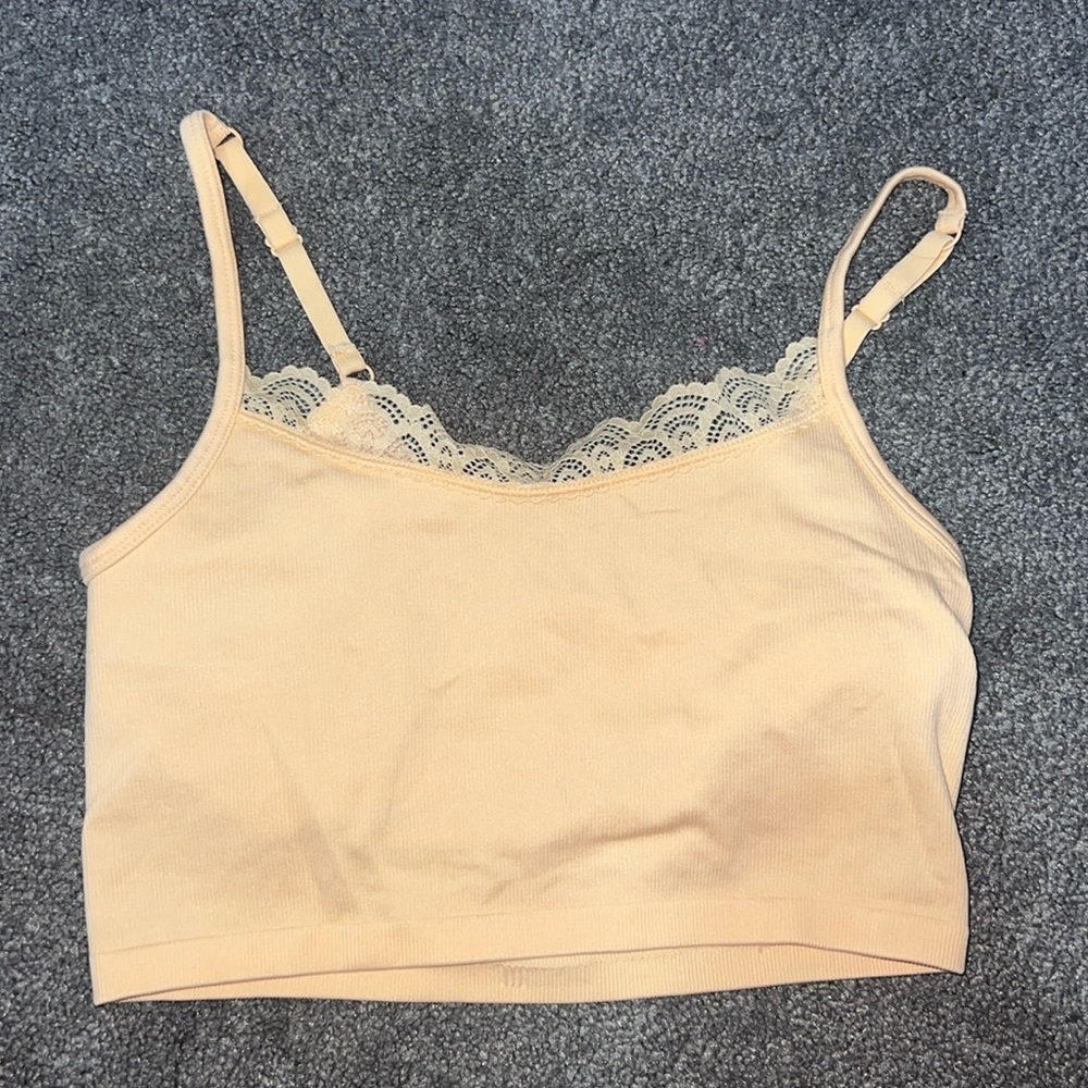 Orange adjustable lace tank top
